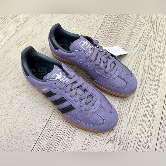 Adidas Samba Leather Purple Shoes - Picture 10 of 14